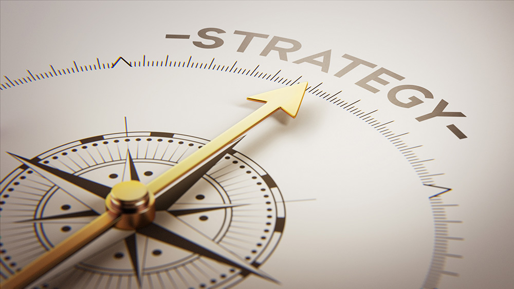a compass pointed towards "Strategy"