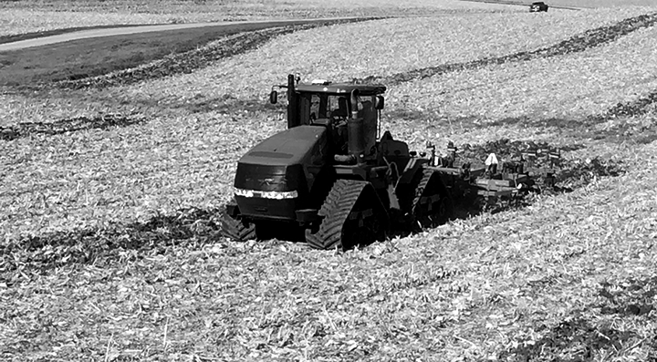 A tractor in a field