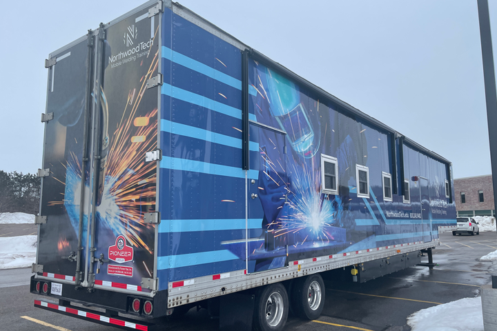 External View of the Mobile Welding Lab, a 53-foot trailer with graphics of welding