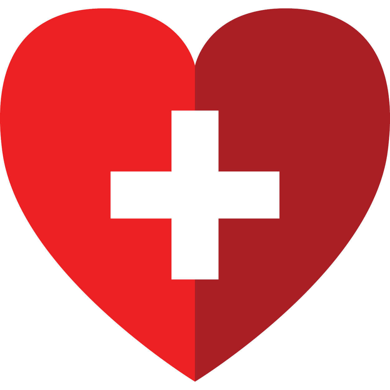 Healthcare symbol - a heart with the a plus sign in the middle