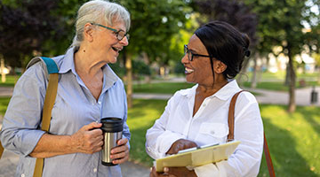 Older women talking in a park