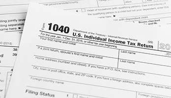 A 1040 Income Tax Return document