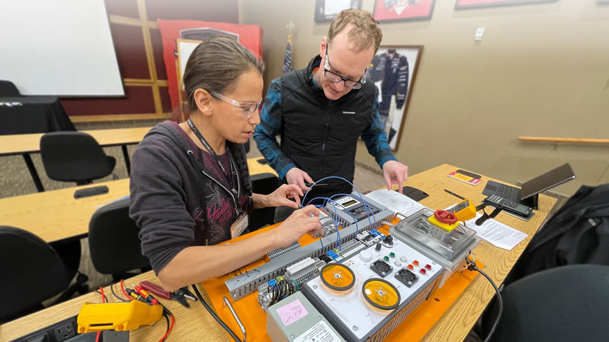 Students working in a Mechatronics lab