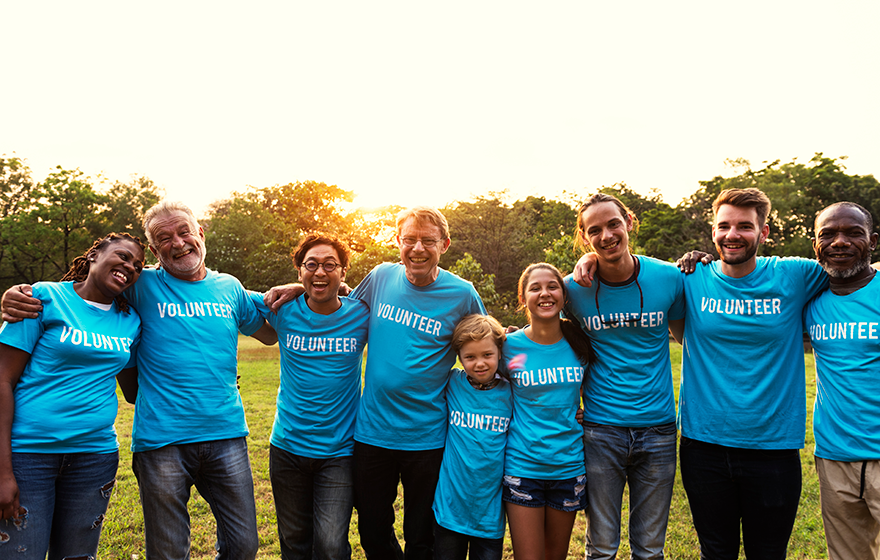 A group of volunteers of all ages