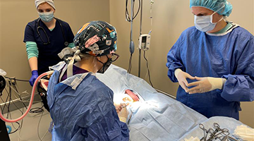 Students hands-on surgery setting